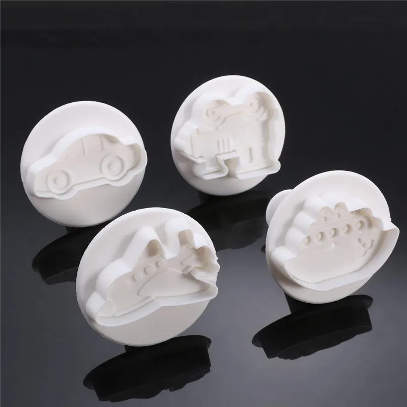 Горячие 8 шт 3D машина для самолета поезда машина печенья Форма для выпечки ручной штамп Пресс-плунжер, сахарная мастика формочки для печенья