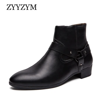 ZYYZYM Men Boots Leather Spring Autumn Black Men Ankle Boots Brithsh Chelsea Boots for Men Plus Size EUR 39-47 Zapatos De Hombre heinrich spring autumn classical leather chelsea boots for men fashion ankle high boots men s business shoes bottine homme