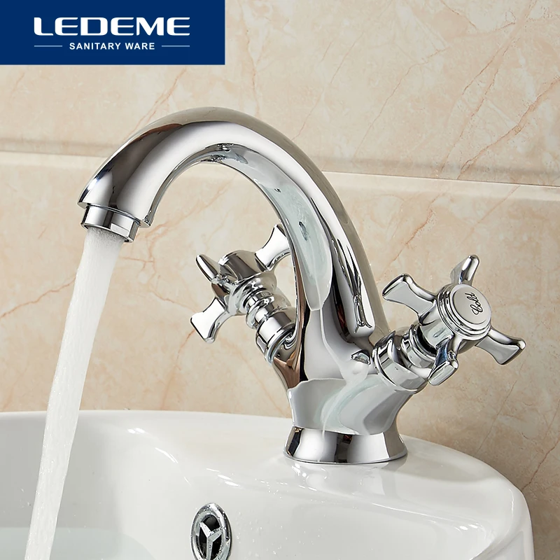 LEDEME Basin Faucet Ship Helmsman design Dual Holder Brass Bathroom Faucet Vessel Tap Chrome Modern Waterfall Faucets L1011 LEDEME Basin Faucet Ship Helmsman design Dual Holder Brass Bathroom Faucet Vessel Tap Chrome Modern Waterfall Faucets L1011