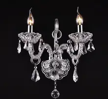 Luxury top K9 crystals transparent clear /cognic Crystal Wall Lamp Candle Led E14 Bulbs double/three head beside bed room light