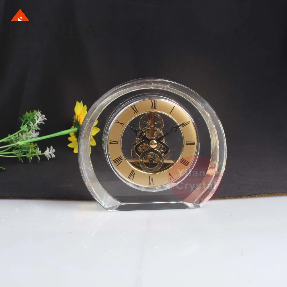 

nice R shape crystal table clock Home decoration Crystal souvenir