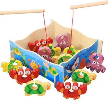 

Baby Educational Toys Fish Wooden Magnetic Fishing Toy Set Fish Game Educational Fishing Toy Child Birthday/Christmas Gift