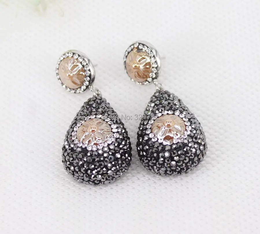 5 пар модные серьги капли воды Кристалл Rhinestone с Керамика бусинами|drop earrings|earrings