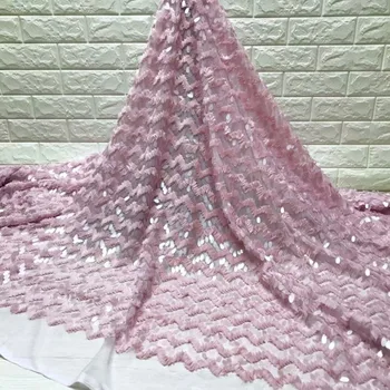 

2019 French Mesh pink/black/white Sequins Lace Fabric,High Quality African Tulle Lace Fabric Sequins Wedding Nigeria net lace