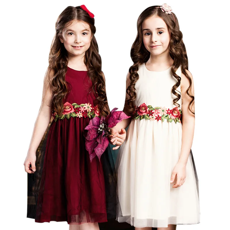 

Childdkivy Flower Girls Dress Summer 2018 Girl Princesse Dress Floral Embroidery Kids Dresses For Girls Children Clothes 3-10Y