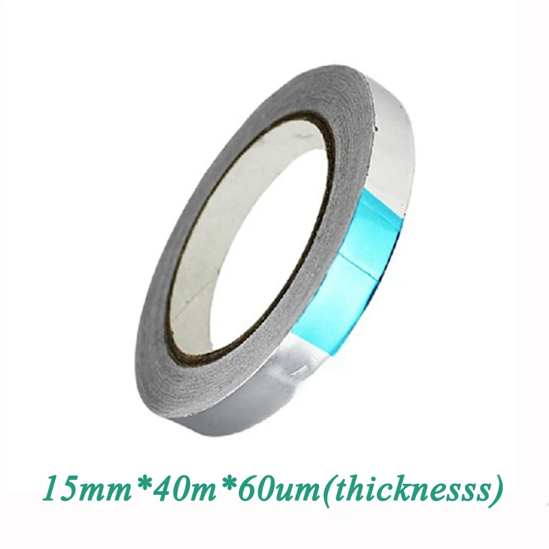 Высокое качество 15 мм* 40 м* 0,06 мм высокотемпературная металлическая Алюминиевая фольга лента алюминиевая фольга клейкая лента