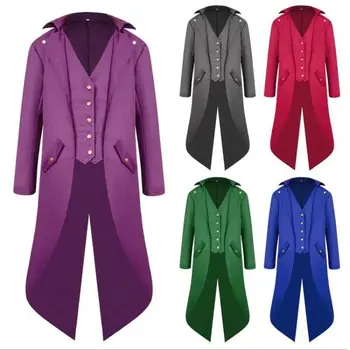 

Men's Vintage Long Jacket Tuxedo Tail Coat Jacket Overcoat Uniform Outwear Coat