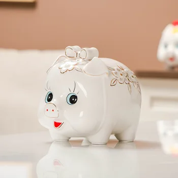 

Golden Pig Swing Piece, Ceramic Deposit Tank,money Storage Tank money box piggy bank Gift for children Animal Ceramic Crafts