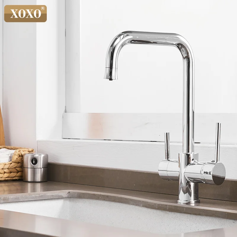  XOXO Filter Kitchen Faucet Drinking Water Blcak Deck Mounted Mixer Tap 360 Rotation Brass Pure Filt - 32918533033