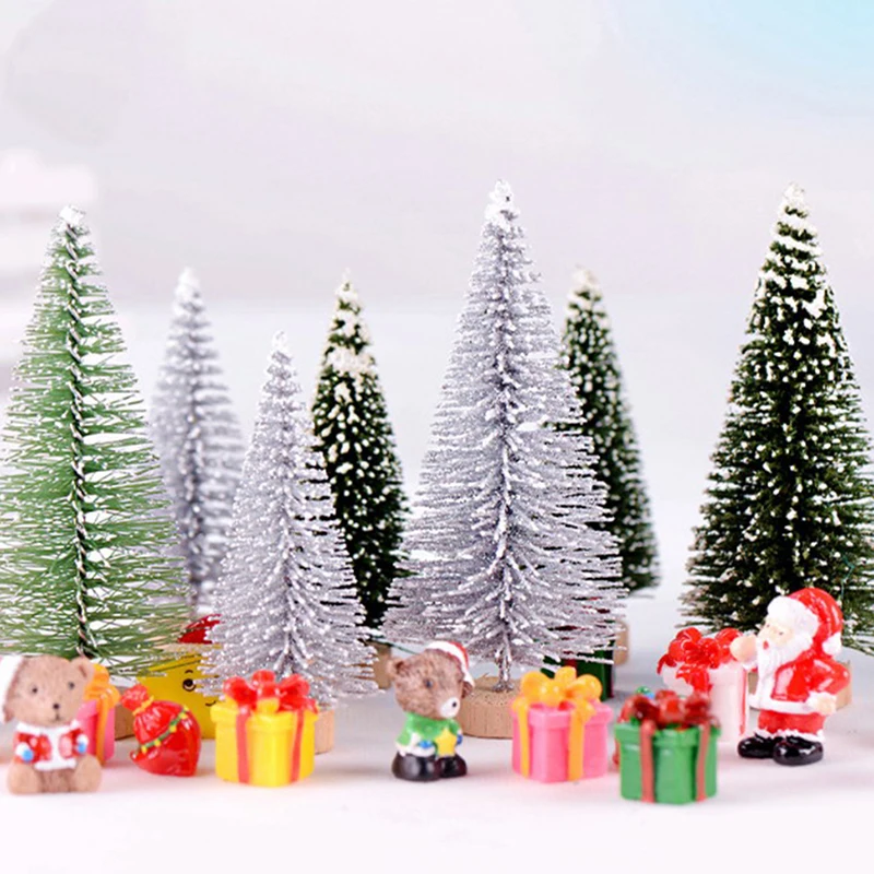 

3PCS Miniature Home Decoration Christmas Tree DIY Christmas Accessories Mini House Fairy Garden Ornament Craft Decor