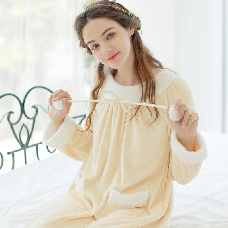 Winter Sleepwear Nightgown Women Winter Nightgown Dress Warm in Nightgowns & Sleepshirts from