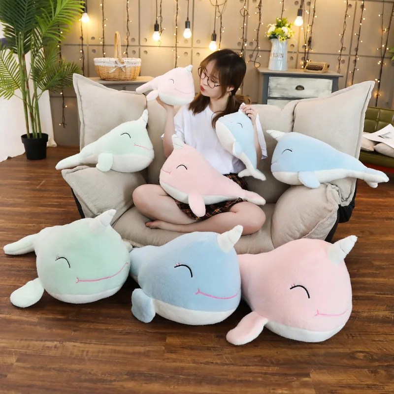 

New 35-70cm Cute Whale Plush Toy Soft Stuffed Kawaii Unicorn Animal Doll Pillow for Kids Children Girls Birthday Gift Room Decor