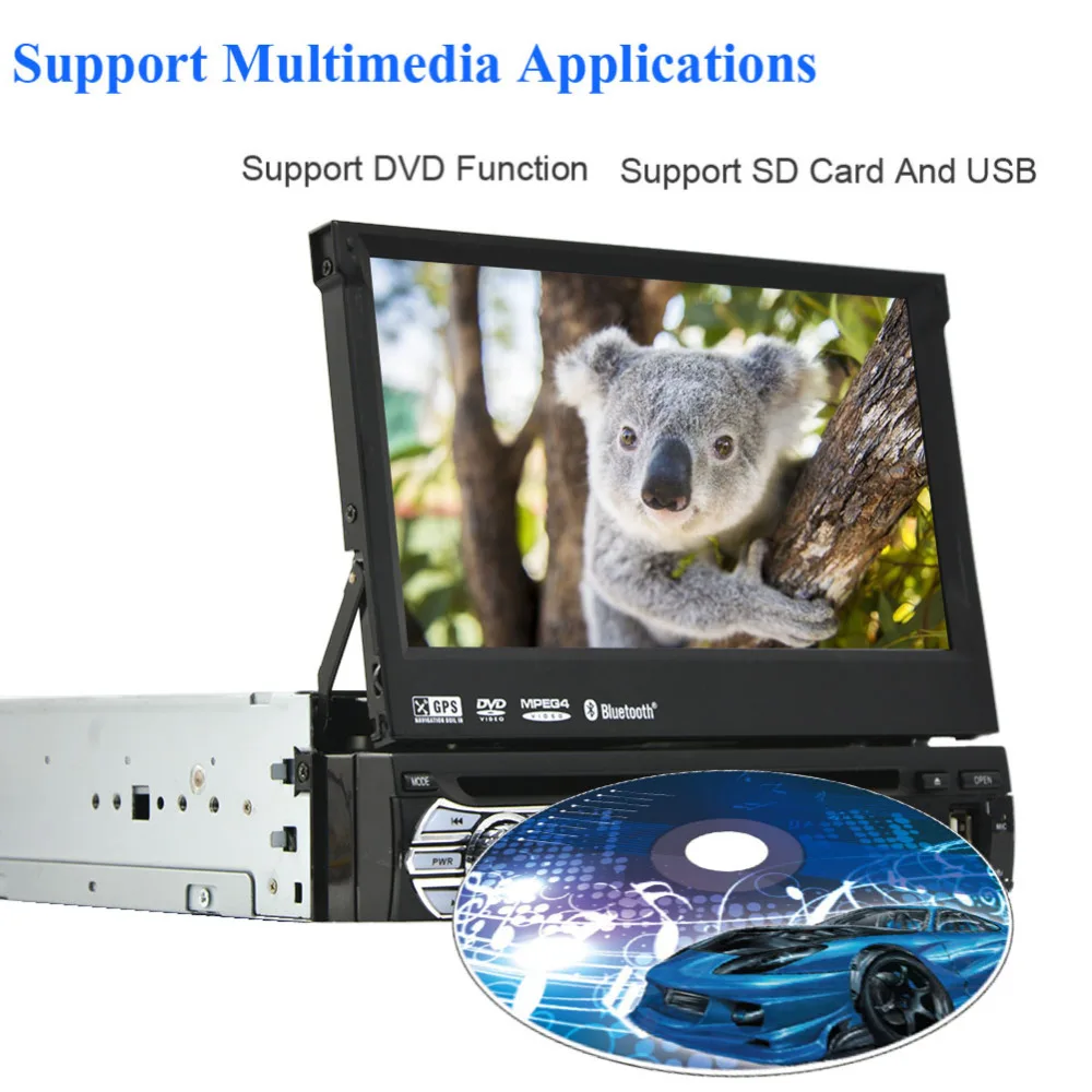 Sale 7" Universal 1 Din Car Audio DVD Player+Radio+GPS Navigation+Autoradio+Stereo+Bluetooth+PC+DVD Automotivo+SD USB RDS Aux+camera 14