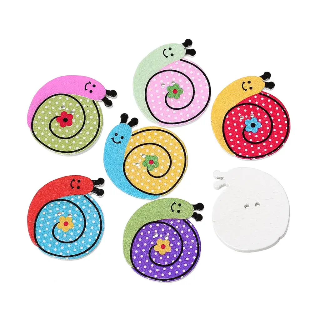 

Wood Sewing Scrapbooking Button Garment Clothes DIY Decorations Snail Shape At Random Two Holes 27mm x 25mm, 8 PCs