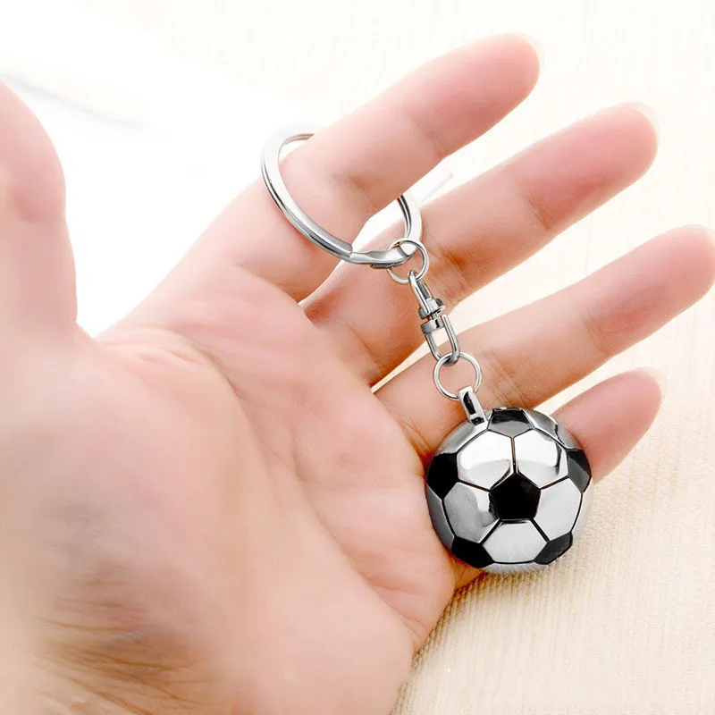 

Soccer Fans Gift Football Pendant Key Ring Metal Keychain Semi-Circular Football Back Mirror Anniversary Kids Birthday Gifts