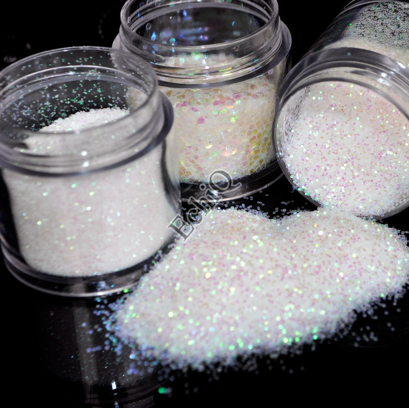 

3 Size Sparkly Clear White Nail Decoration Glitter Powder Shiny Purple Pink Shape DIY Small Sequins Glitter 1Jar
