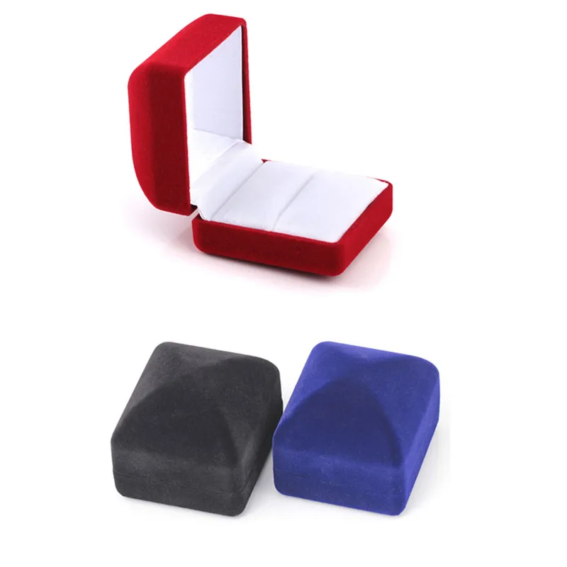

Red/Blue/Black Square Velvet Wedding Ring Earring Necklace Jewelry Storage Box Vintage Display Case Holder Organizer Shellhard