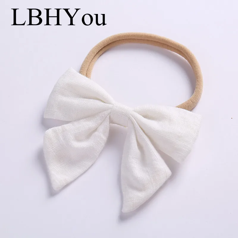 Заколки с бантом нейлон Hairbands универсальный размер эластичные банты нейлоновые оголовья обувь для девочек хлопок белье бантом аксессуары для волос - Цвет: 7