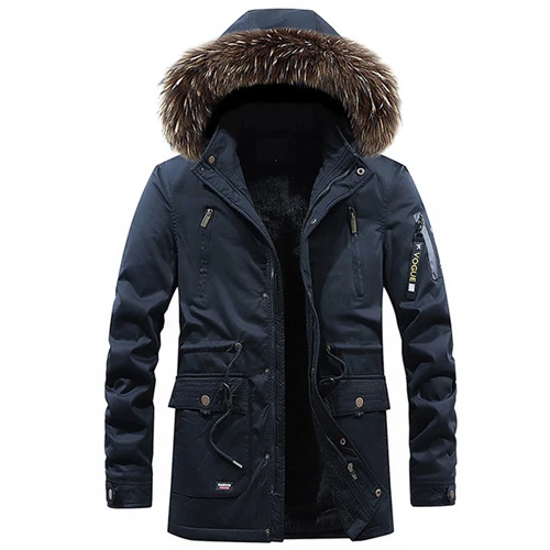 Лидер продаж, парка для мужчин, Зимняя Толстая теплая меховая куртка с капюшоном, Повседневная парка hombre abrigos, длинная Мужская одежда, пальто casaco masculino - Цвет: QH2018-86 Black
