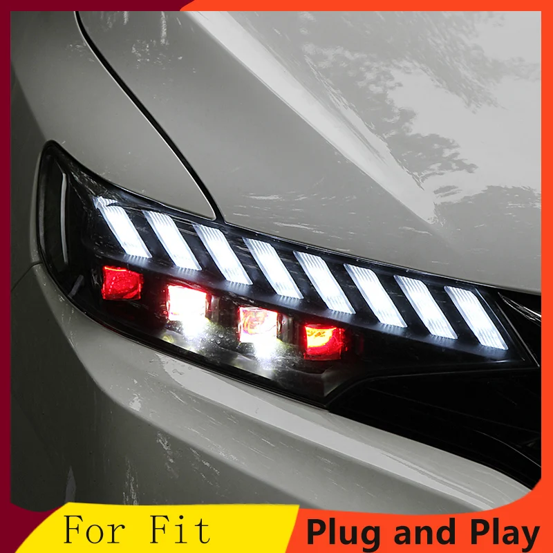 

cars Headlight For Honda FIT JAZZ GK5 2018 Headlights LED DRL Running lights Bi-Xenon Beam Fog lights angel eyes Auto