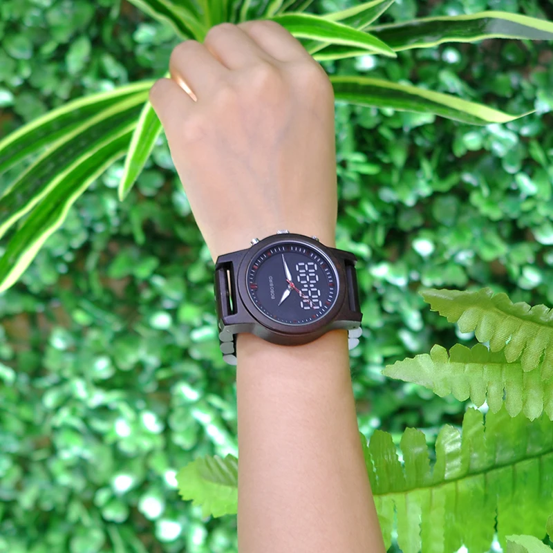 BOBO BIRD Watch Men Bamboo Wooden Wristatches Male black erkek kol saati Timepiece in gift box Engrave logo