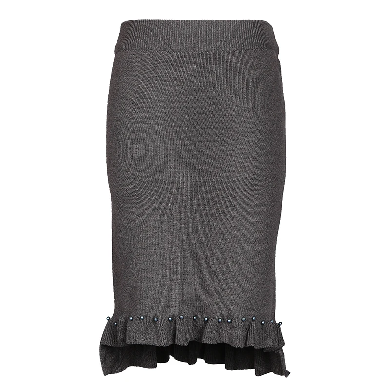 ShejoinSheenjoy Split Ruffles Hem Knitted Midi Women Skirt Beading High-Waist Autumn Winter Skirts Womens Bodycon Students Skirt (9)