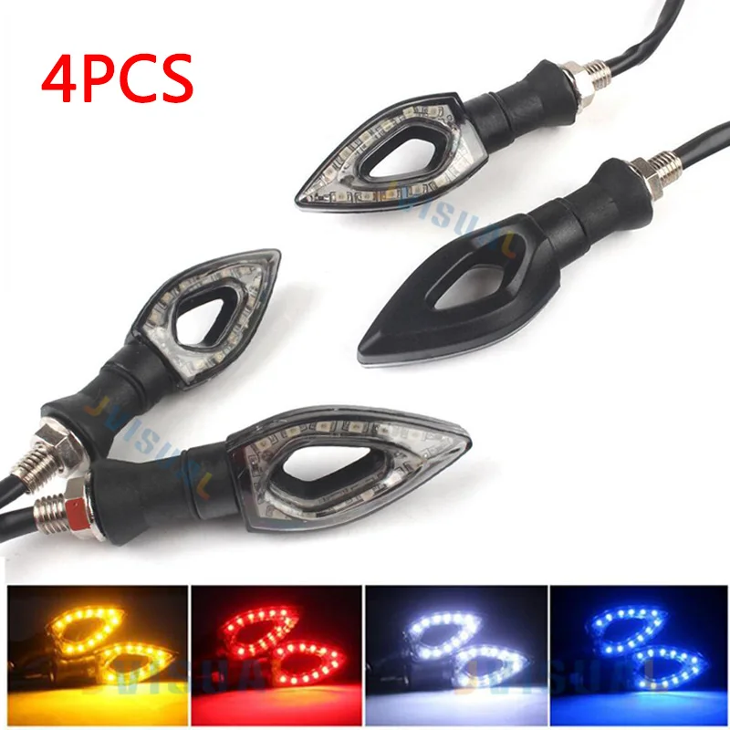 

4pcs 12 LED Turn Signal Motorcycle Light Amber/White/Red Blade Lamp Indicator Blinker Universal Flashing Moto Bike Lights/lamps