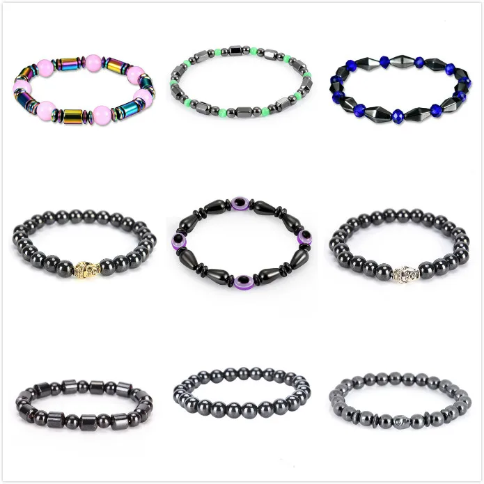 Reduce Weight Loss Round Black Stone Magnetic Therapy Bracelet Health Care Biomagnetism Magnet Hand Ornament Women Men
