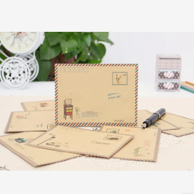 

2400PCS Large Vintage Envelope Postcard Letter Stationery Paper AirMail Vintage Office Supplies Kraft Envelope 12.5*17.6cm