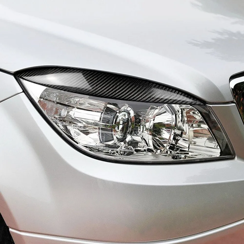 

Carbon Fiber Car Headlight Eyelid Eyebrows Cover Trim Sticker for Mercedes Benz W204 C180 C200 C300 C350 C63 2008-2011