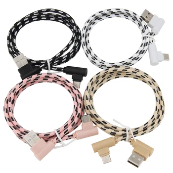 

Micro Type C 8pin USB Cable 2A Fast Charger USB Cord 90 Degree Elbow Nylon Braided Data Cable for IPhone Samsung/Sony/Xiaomi Etc