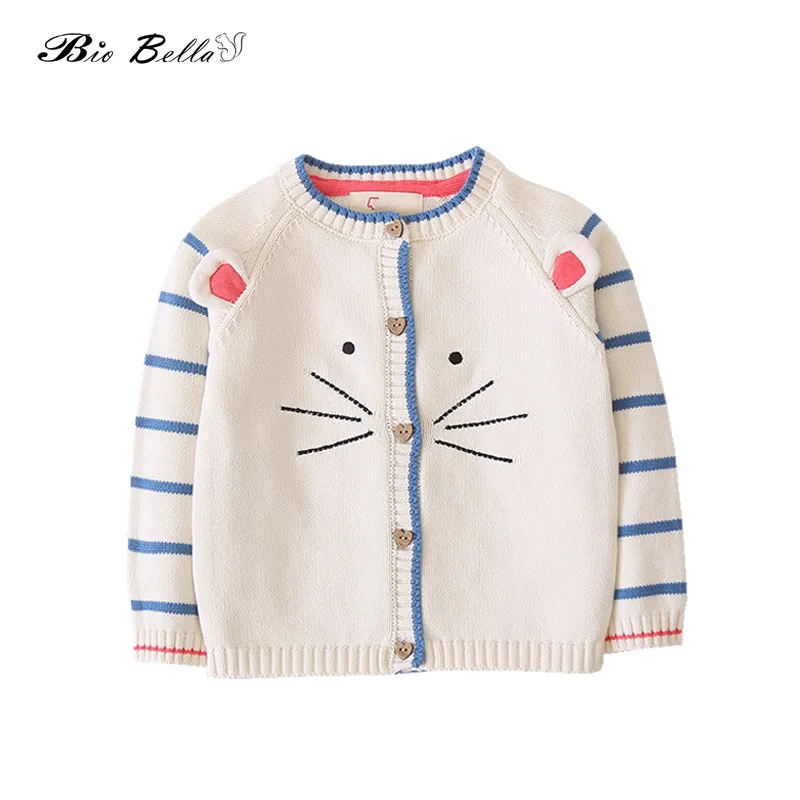 

Autumn New Girls Cartoon Rabbit Sweaters Kids Warm Cotton Children Clothing Knitted Cardigan Fashion Long Sleeve Coats
