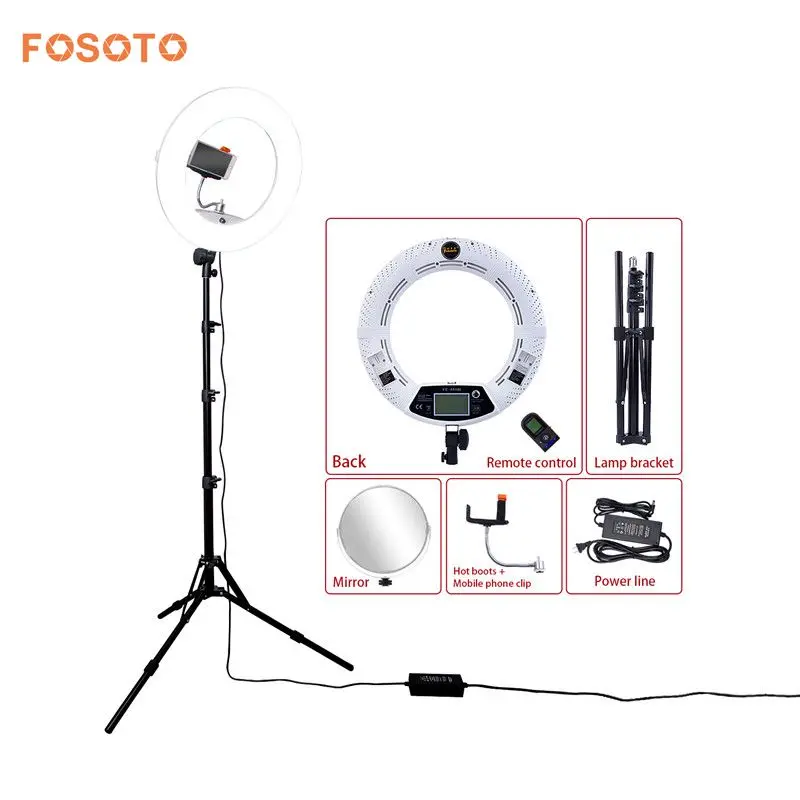 Фотоосвещение fosoto FE-480II 18 дюймов белая 96 Вт двухцветная с регулируемой яркостью