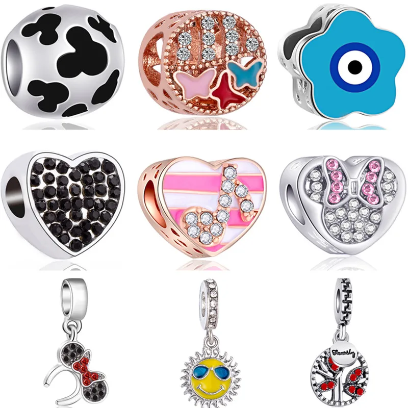 

Summer Colorful Flowers Mouse Wings Butterfly Mickey Mouse Charms Beads Fit Pandora Bracelets & Bangles for Women DIY Making