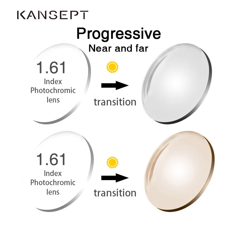 KANSEPT 1,61 индекс фотохромные серые/коричневые Асферические по рецепту брендовые линзы из смолы анти масла защита от ультрафиолетовых лучей воды отражающие линзы для очков