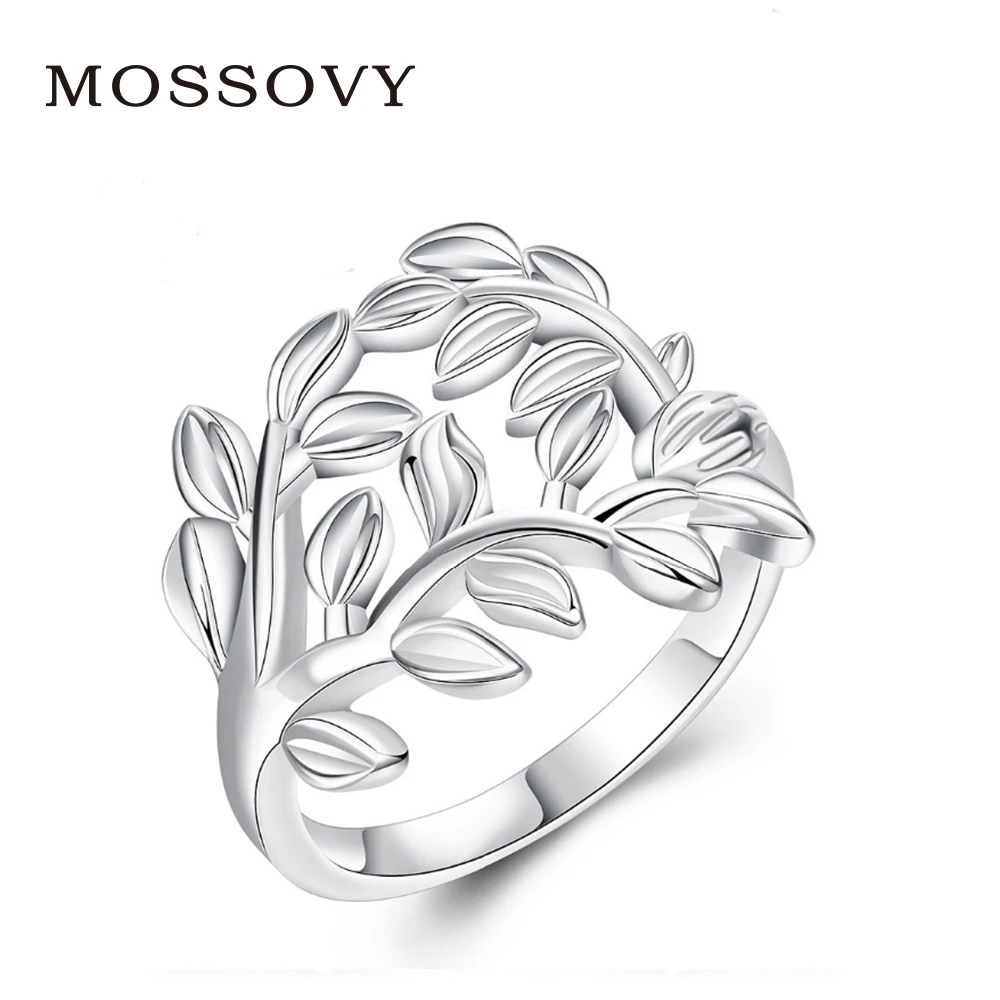 

Mossovy Charm Silver Color Leaf Ring Well Matched Personality Delicate Accessories Party Rings Fashion Jewelry for Women