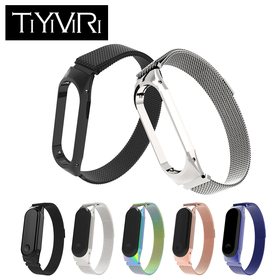 Металлический ремешок на запястье для Xiaomi Mi Band 3 Смарт браслет из нержавеющей