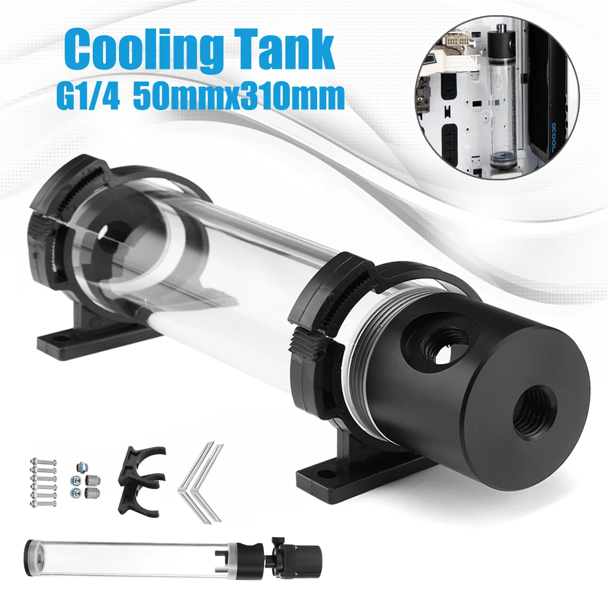 

Cylinder Water Tank 310mm G1/4 Thread 19W Pump Computer Water Cooling Radiator New Computer Water Cooling Cooler For CPU