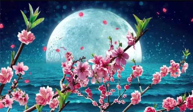 5d diamond embroidery diamond moonlight flower scenery square diy