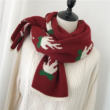 

Women Warm Scarf Winter Thick Long Stole Cute Cartoon Knitted Shawl NEW 200 X 40 cm [3306]