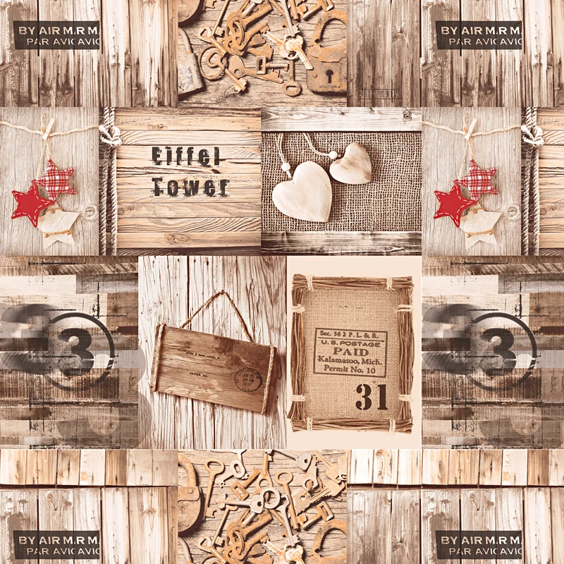 Lmitation Wood Grain Plank Wallpaper Cafe Bar Background Graffiti Korean Poster Retro Nostalgic Wallpapers 20 33mm 10pcs pack natural color can be painted graffiti elliptic shaped grass wood chips hanging earring ornaments accessories