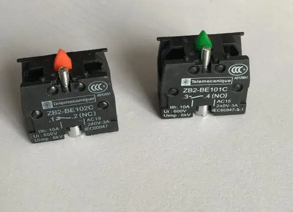 

10pcs Button Switch Contact Block ZB2-BE101C NO / ZB2-BE102C NC 10A 600V