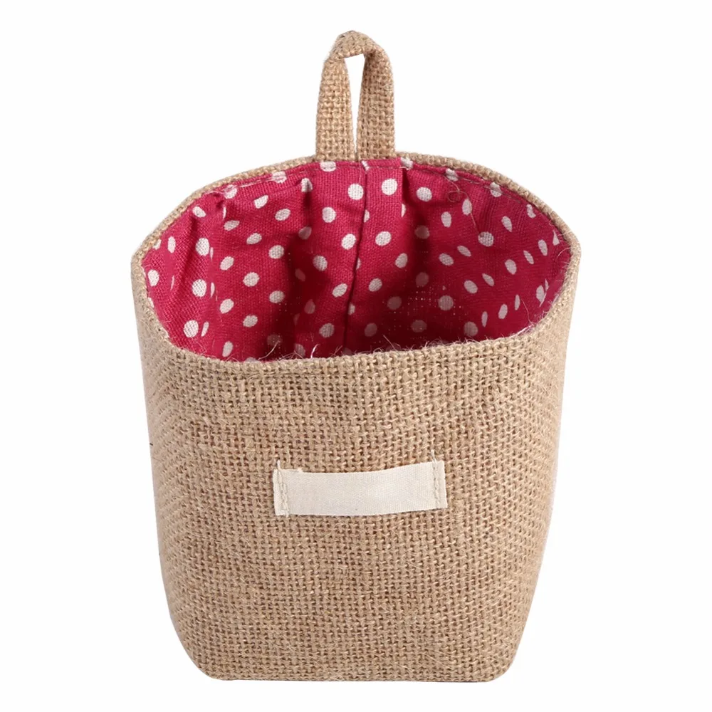 Cotton Linen Storage Bag Sundries Organizer Pocket Folding Toy