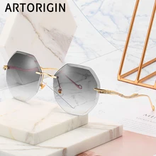 Женские солнцезащитные очки без оправы, негабаритные, женские роскошные оттенки, восьмиугольные стильные стразы, качественные очки в подарок