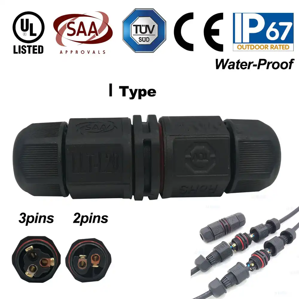 1x Ip67 Waterproof Led Connector Outdoor Use Wire 2pin 3pin Ip Cable For Garden Light