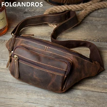 Новинка, винтажная Мужская многофункциональная поясная сумка из натуральной кожи, высокое качество, нагрудная сумка, поясная сумка для телефона, мужская сумка Bolsa