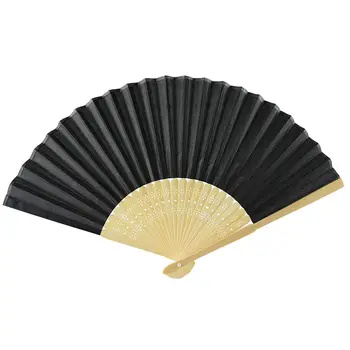 

10pcs* Personalized Ladies Bamboo Fan Hollow Out Hand Folding Fans Outdoor Dancing Wedding Party (Black)