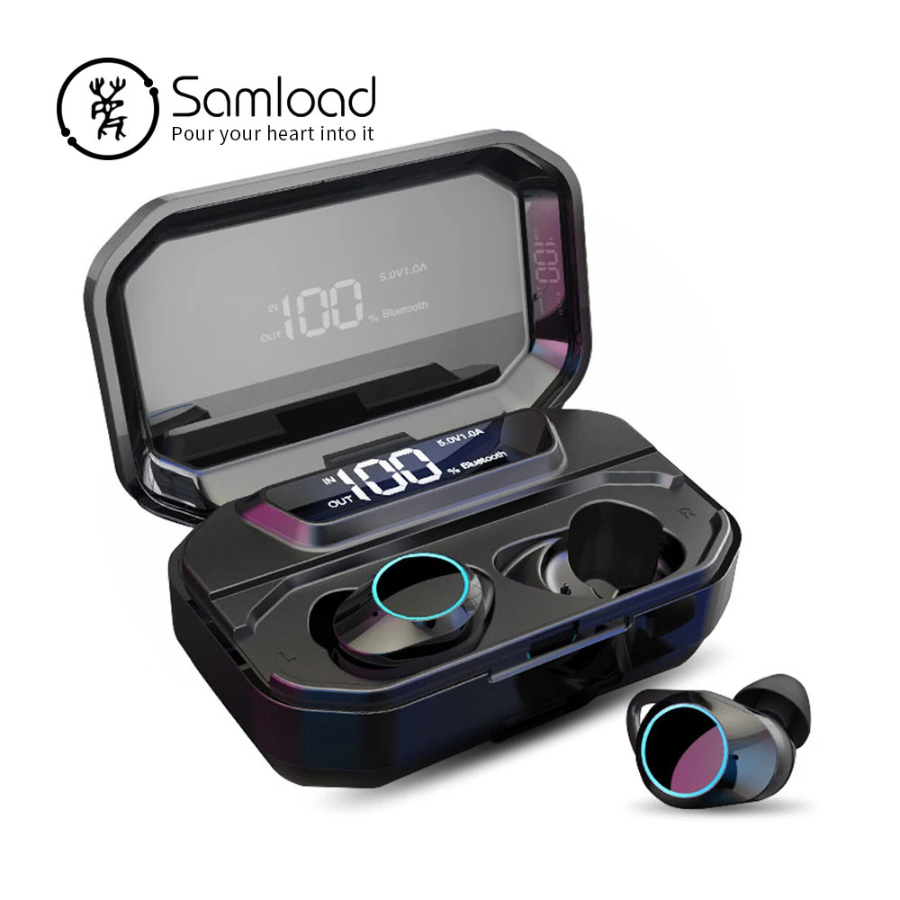

Samload Wireless Headphones HIFI Sound Bluetooth 5.0 Earphones Stereo Earbuds with 3300 mAh Charge Box Power bank For Smartphone