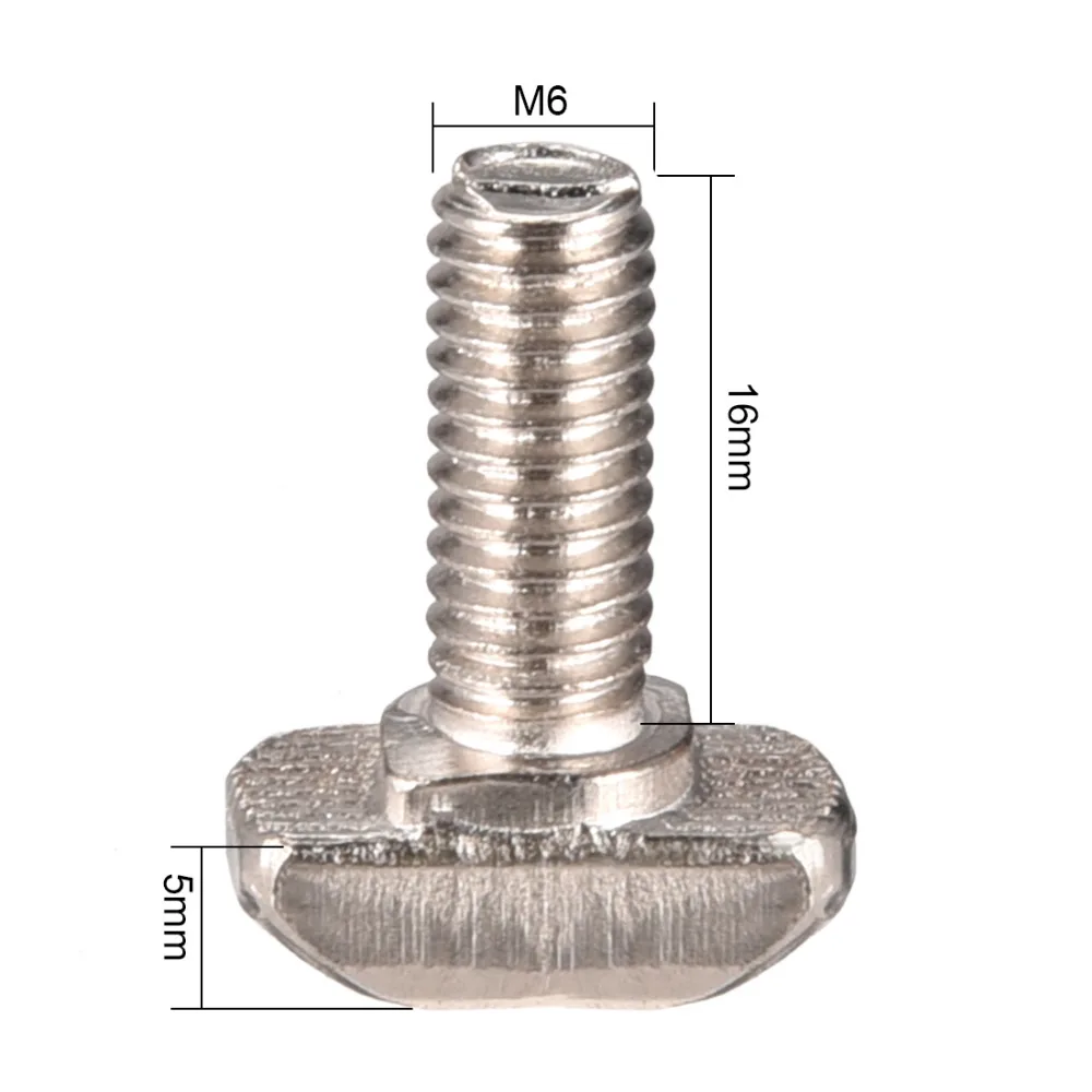 Uxcell 10Pcs M6 Bolts Thread 16mm T Slot Drop In Stud Sliding Screw