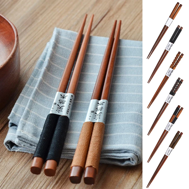 Japanese-Style Natural Handmade Wood Baby Chopsticks Japan/China Eating Ware Chop Sticks With String Round